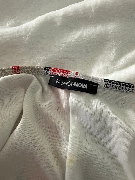 Fashion Nova Red Black Cream Striped Spaghetti-Strap Midi Dress - Picture 8 of 9